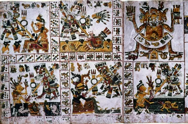 Detail (Codex Borgia) - Angriffe von Tlauizcalpantecuhtli, dem Gott Venus